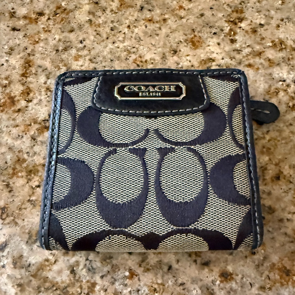 Coach Black and Tan Signature Wallet